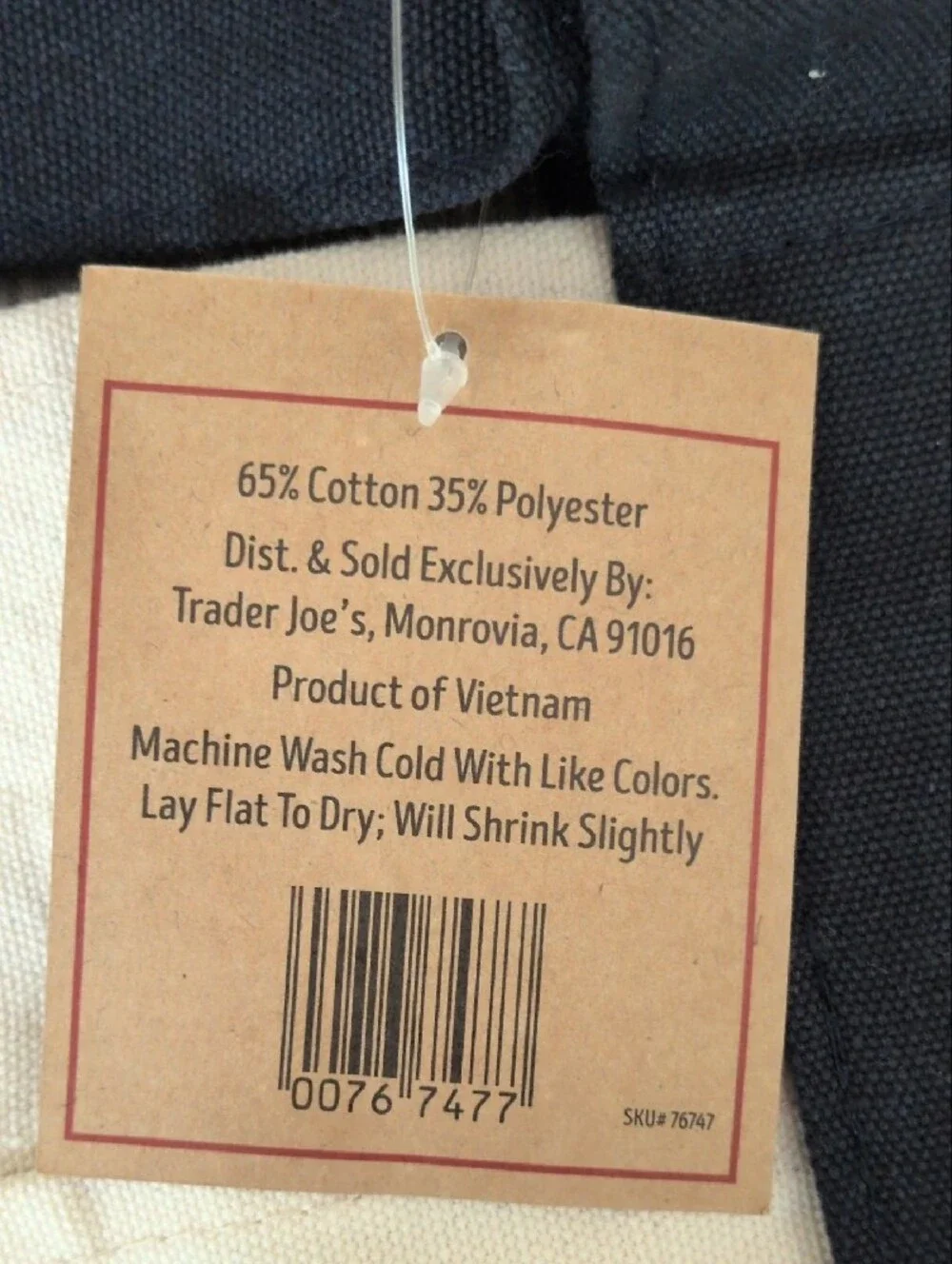 NWT Trader Joe's Navy Mini Canvas Tote Bag